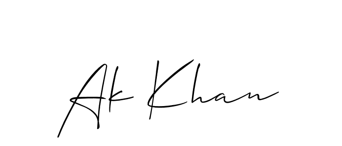 Also You can easily find your signature by using the search form. We will create Ak Khan name handwritten signature images for you free of cost using Allison_Script sign style. Ak Khan signature style 2 images and pictures png