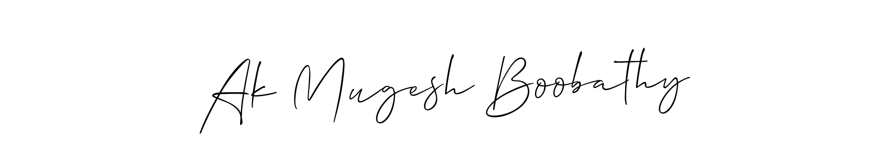 if you are searching for the best signature style for your name Ak Mugesh Boobathy. so please give up your signature search. here we have designed multiple signature styles  using Allison_Script. Ak Mugesh Boobathy signature style 2 images and pictures png