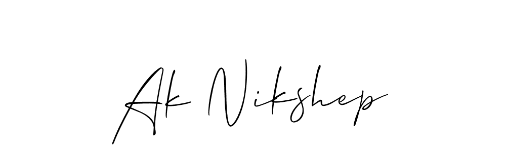 if you are searching for the best signature style for your name Ak Nikshep. so please give up your signature search. here we have designed multiple signature styles  using Allison_Script. Ak Nikshep signature style 2 images and pictures png