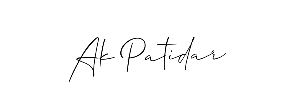 Allison_Script is a professional signature style that is perfect for those who want to add a touch of class to their signature. It is also a great choice for those who want to make their signature more unique. Get Ak Patidar name to fancy signature for free. Ak Patidar signature style 2 images and pictures png