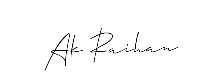 Also You can easily find your signature by using the search form. We will create Ak Raihan name handwritten signature images for you free of cost using Allison_Script sign style. Ak Raihan signature style 2 images and pictures png