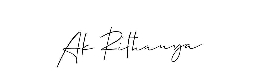 Also You can easily find your signature by using the search form. We will create Ak Rithanya name handwritten signature images for you free of cost using Allison_Script sign style. Ak Rithanya signature style 2 images and pictures png