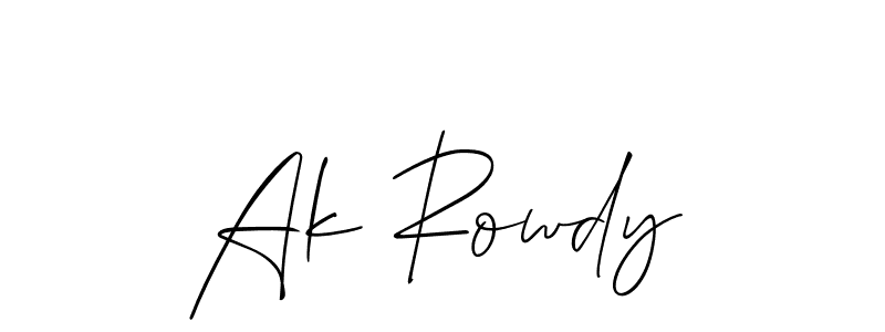 It looks lik you need a new signature style for name Ak Rowdy. Design unique handwritten (Allison_Script) signature with our free signature maker in just a few clicks. Ak Rowdy signature style 2 images and pictures png
