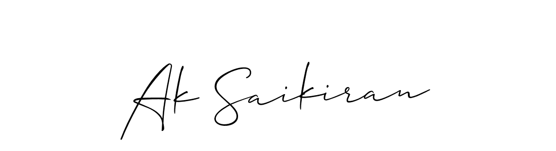 Similarly Allison_Script is the best handwritten signature design. Signature creator online .You can use it as an online autograph creator for name Ak Saikiran. Ak Saikiran signature style 2 images and pictures png