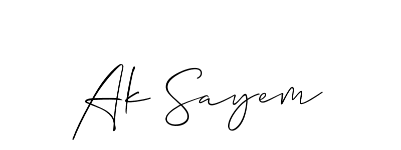 Make a beautiful signature design for name Ak Sayem. With this signature (Allison_Script) style, you can create a handwritten signature for free. Ak Sayem signature style 2 images and pictures png