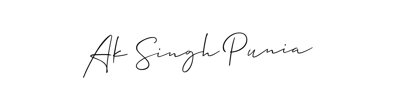 Use a signature maker to create a handwritten signature online. With this signature software, you can design (Allison_Script) your own signature for name Ak Singh Punia. Ak Singh Punia signature style 2 images and pictures png