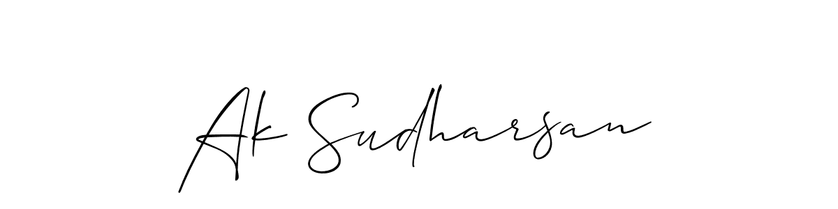 Allison_Script is a professional signature style that is perfect for those who want to add a touch of class to their signature. It is also a great choice for those who want to make their signature more unique. Get Ak Sudharsan name to fancy signature for free. Ak Sudharsan signature style 2 images and pictures png