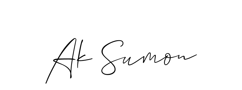 Design your own signature with our free online signature maker. With this signature software, you can create a handwritten (Allison_Script) signature for name Ak Sumon. Ak Sumon signature style 2 images and pictures png