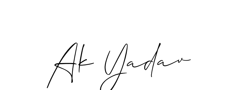 Allison_Script is a professional signature style that is perfect for those who want to add a touch of class to their signature. It is also a great choice for those who want to make their signature more unique. Get Ak Yadav name to fancy signature for free. Ak Yadav signature style 2 images and pictures png