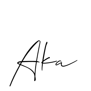 Make a beautiful signature design for name Aka. With this signature (Allison_Script) style, you can create a handwritten signature for free. Aka signature style 2 images and pictures png