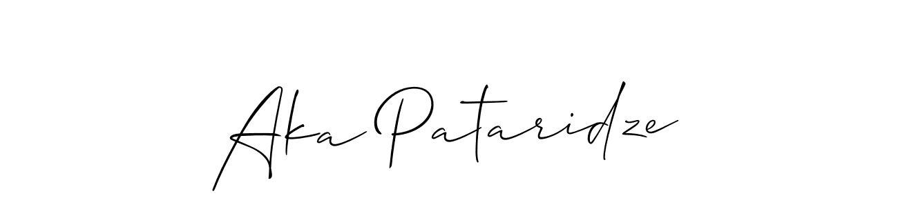 Make a beautiful signature design for name Aka Pataridze. With this signature (Allison_Script) style, you can create a handwritten signature for free. Aka Pataridze signature style 2 images and pictures png