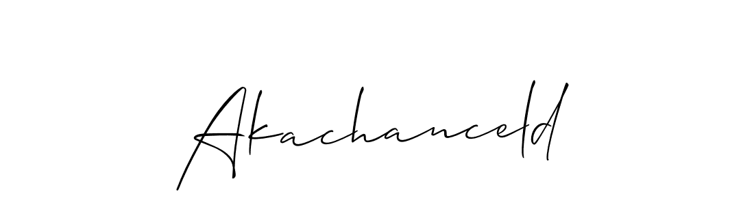 How to make Akachanceld name signature. Use Allison_Script style for creating short signs online. This is the latest handwritten sign. Akachanceld signature style 2 images and pictures png