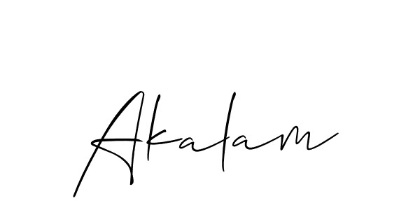 Use a signature maker to create a handwritten signature online. With this signature software, you can design (Allison_Script) your own signature for name Akalam. Akalam signature style 2 images and pictures png