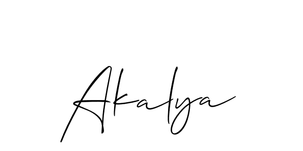 Design your own signature with our free online signature maker. With this signature software, you can create a handwritten (Allison_Script) signature for name Akalya. Akalya signature style 2 images and pictures png