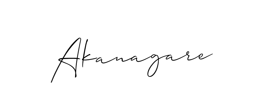 Create a beautiful signature design for name Akanagare. With this signature (Allison_Script) fonts, you can make a handwritten signature for free. Akanagare signature style 2 images and pictures png