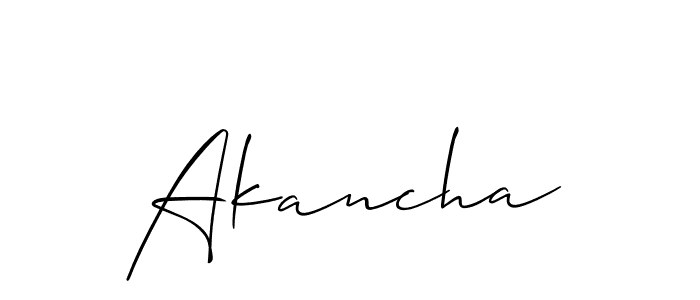 The best way (Allison_Script) to make a short signature is to pick only two or three words in your name. The name Akancha include a total of six letters. For converting this name. Akancha signature style 2 images and pictures png