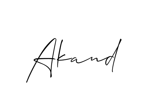 if you are searching for the best signature style for your name Akand. so please give up your signature search. here we have designed multiple signature styles  using Allison_Script. Akand signature style 2 images and pictures png