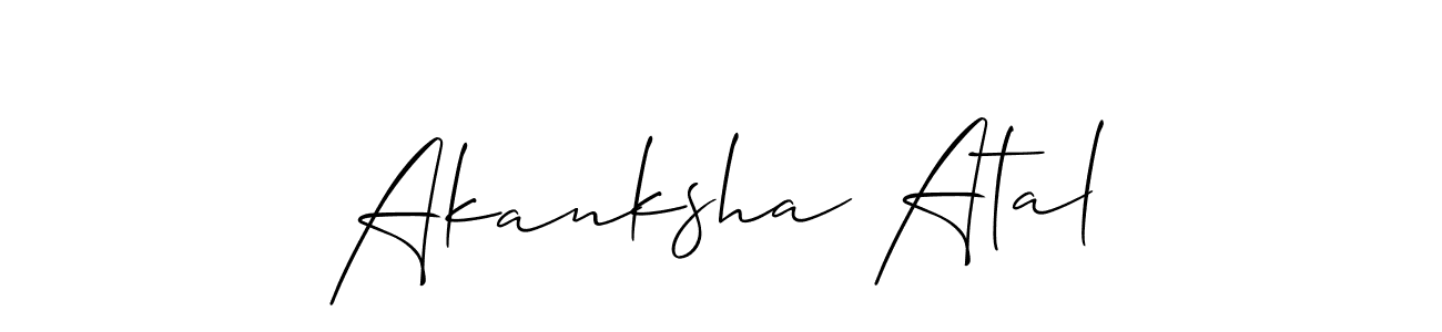 Also You can easily find your signature by using the search form. We will create Akanksha Atal name handwritten signature images for you free of cost using Allison_Script sign style. Akanksha Atal signature style 2 images and pictures png