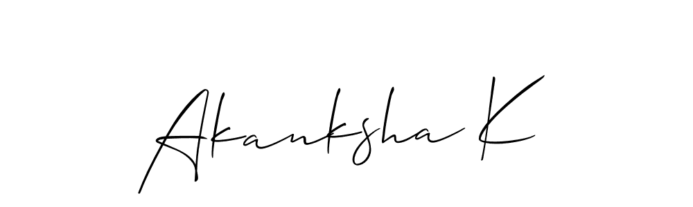 How to make Akanksha K name signature. Use Allison_Script style for creating short signs online. This is the latest handwritten sign. Akanksha K signature style 2 images and pictures png