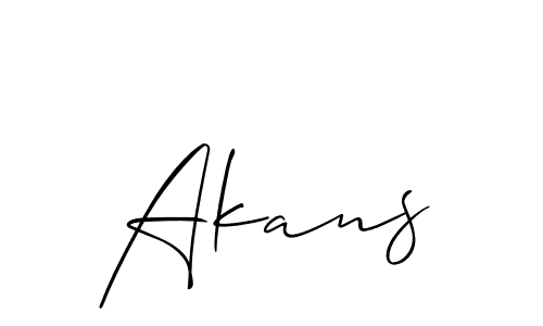 Design your own signature with our free online signature maker. With this signature software, you can create a handwritten (Allison_Script) signature for name Akans. Akans signature style 2 images and pictures png