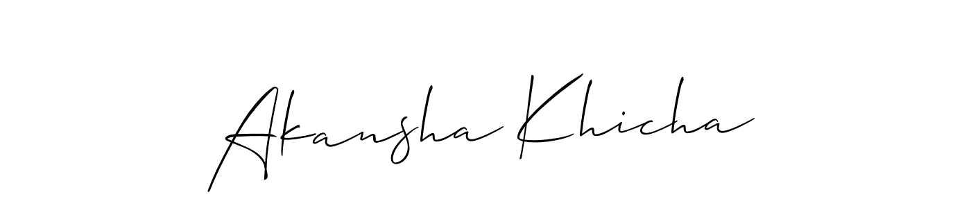 Also we have Akansha Khicha name is the best signature style. Create professional handwritten signature collection using Allison_Script autograph style. Akansha Khicha signature style 2 images and pictures png