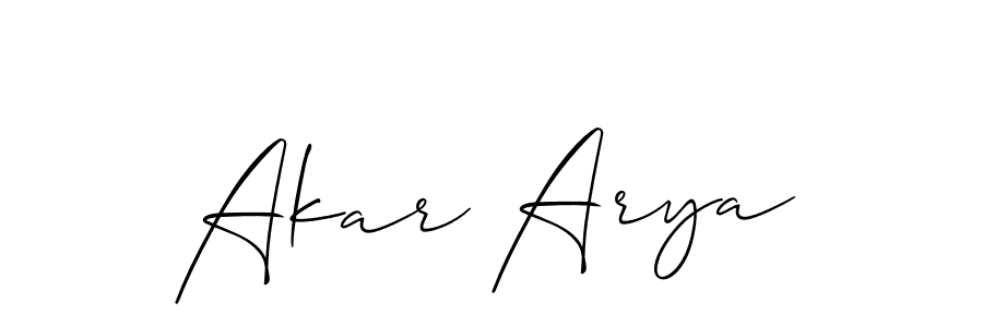 Create a beautiful signature design for name Akar Arya. With this signature (Allison_Script) fonts, you can make a handwritten signature for free. Akar Arya signature style 2 images and pictures png