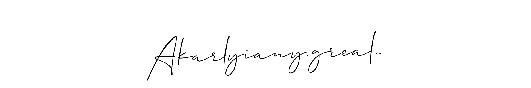 Similarly Allison_Script is the best handwritten signature design. Signature creator online .You can use it as an online autograph creator for name Akarlyiany.greal... Akarlyiany.greal.. signature style 2 images and pictures png