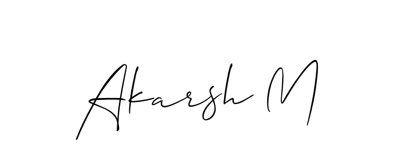 Also You can easily find your signature by using the search form. We will create Akarsh M name handwritten signature images for you free of cost using Allison_Script sign style. Akarsh M signature style 2 images and pictures png