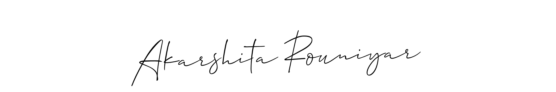 Also we have Akarshita Rouniyar name is the best signature style. Create professional handwritten signature collection using Allison_Script autograph style. Akarshita Rouniyar signature style 2 images and pictures png