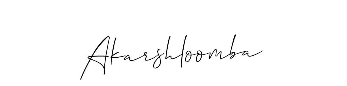 Use a signature maker to create a handwritten signature online. With this signature software, you can design (Allison_Script) your own signature for name Akarshloomba. Akarshloomba signature style 2 images and pictures png