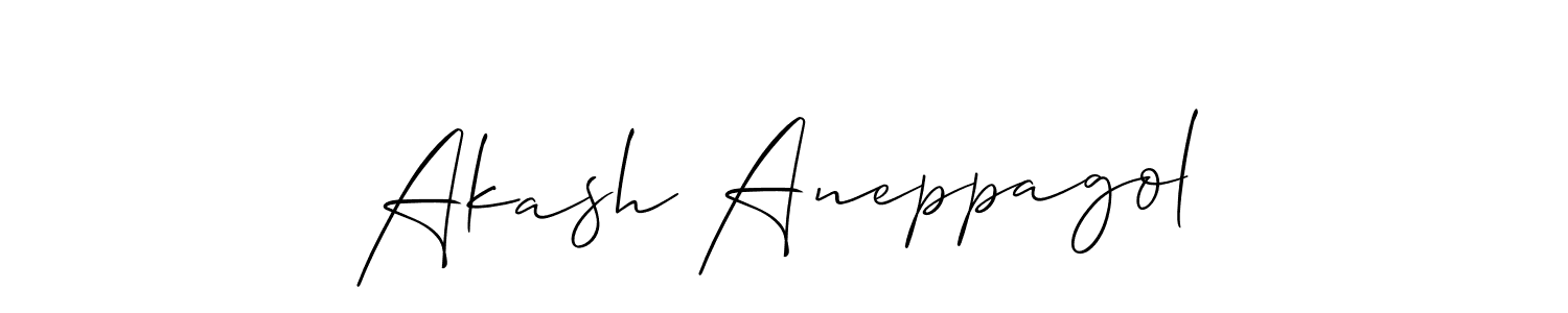 How to make Akash Aneppagol name signature. Use Allison_Script style for creating short signs online. This is the latest handwritten sign. Akash Aneppagol signature style 2 images and pictures png