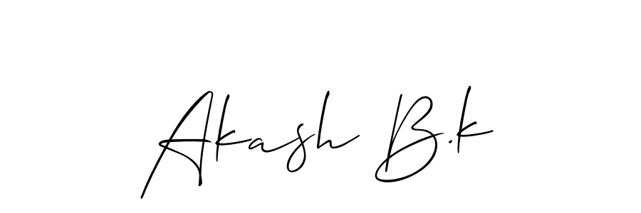 It looks lik you need a new signature style for name Akash B.k. Design unique handwritten (Allison_Script) signature with our free signature maker in just a few clicks. Akash B.k signature style 2 images and pictures png