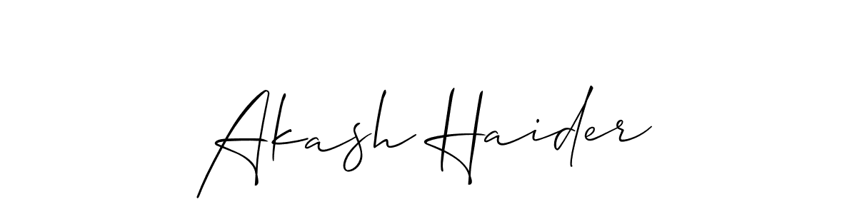 How to make Akash Haider name signature. Use Allison_Script style for creating short signs online. This is the latest handwritten sign. Akash Haider signature style 2 images and pictures png