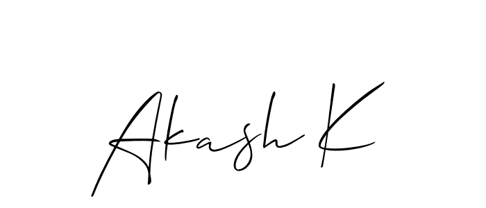 Create a beautiful signature design for name Akash K. With this signature (Allison_Script) fonts, you can make a handwritten signature for free. Akash K signature style 2 images and pictures png