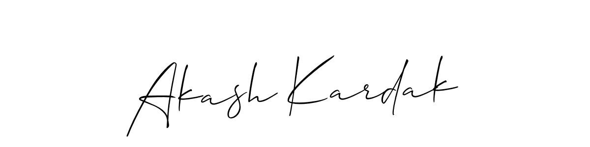 Create a beautiful signature design for name Akash Kardak. With this signature (Allison_Script) fonts, you can make a handwritten signature for free. Akash Kardak signature style 2 images and pictures png