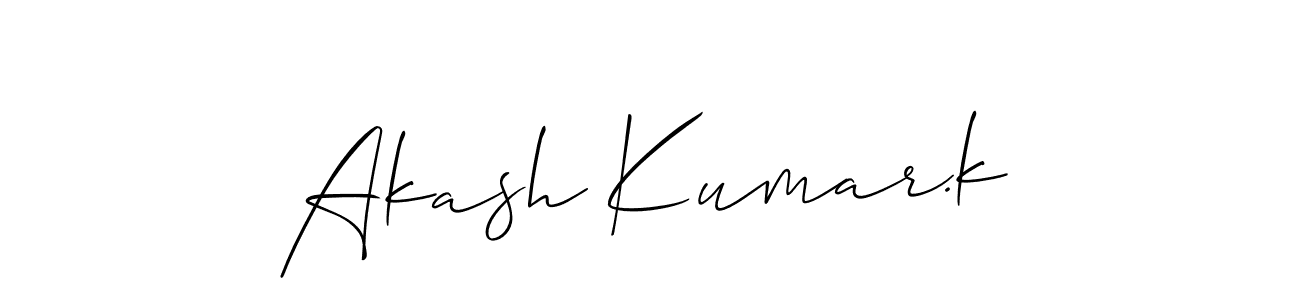 Also we have Akash Kumar.k name is the best signature style. Create professional handwritten signature collection using Allison_Script autograph style. Akash Kumar.k signature style 2 images and pictures png