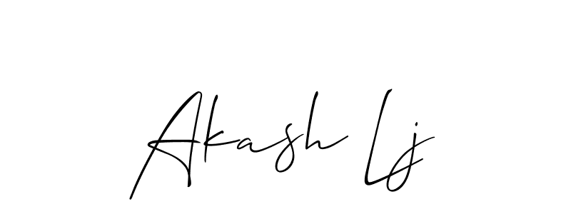 Use a signature maker to create a handwritten signature online. With this signature software, you can design (Allison_Script) your own signature for name Akash Lj. Akash Lj signature style 2 images and pictures png