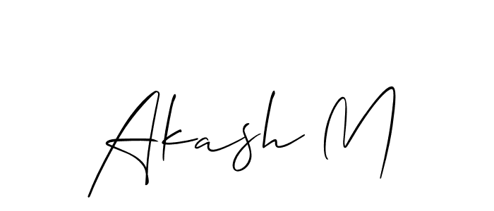 How to make Akash M name signature. Use Allison_Script style for creating short signs online. This is the latest handwritten sign. Akash M signature style 2 images and pictures png
