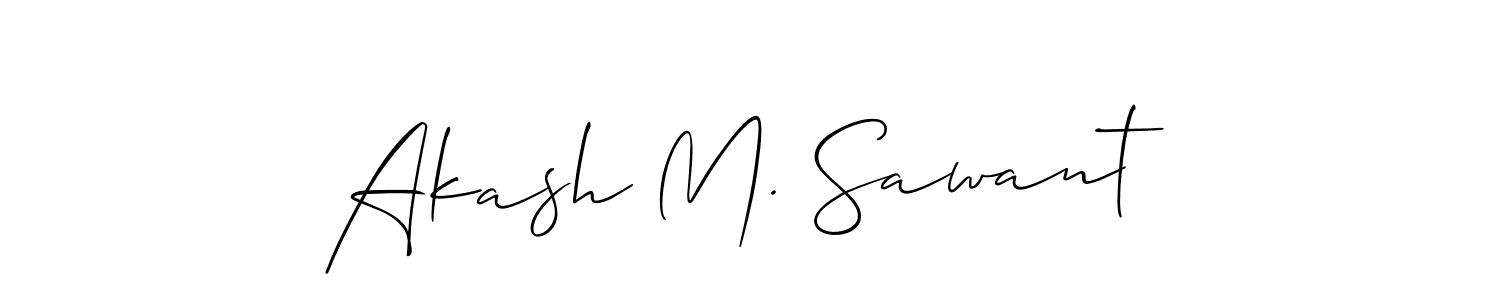 The best way (Allison_Script) to make a short signature is to pick only two or three words in your name. The name Akash M. Sawant include a total of six letters. For converting this name. Akash M. Sawant signature style 2 images and pictures png