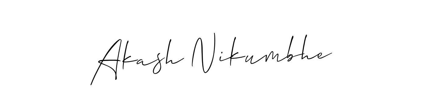 Also You can easily find your signature by using the search form. We will create Akash Nikumbhe name handwritten signature images for you free of cost using Allison_Script sign style. Akash Nikumbhe signature style 2 images and pictures png