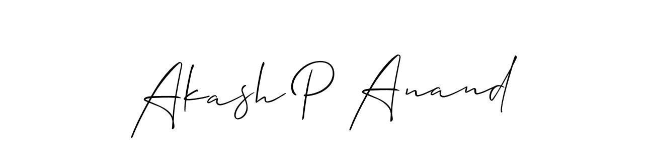 The best way (Allison_Script) to make a short signature is to pick only two or three words in your name. The name Akash P Anand include a total of six letters. For converting this name. Akash P Anand signature style 2 images and pictures png