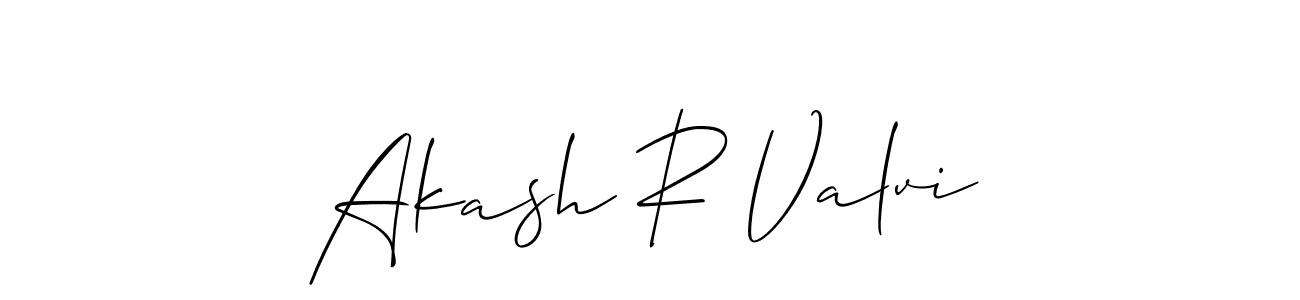 How to make Akash R Valvi name signature. Use Allison_Script style for creating short signs online. This is the latest handwritten sign. Akash R Valvi signature style 2 images and pictures png