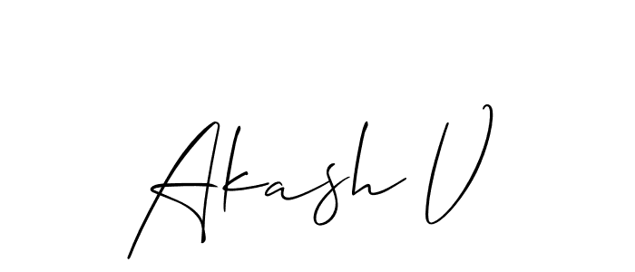 How to make Akash V signature? Allison_Script is a professional autograph style. Create handwritten signature for Akash V name. Akash V signature style 2 images and pictures png