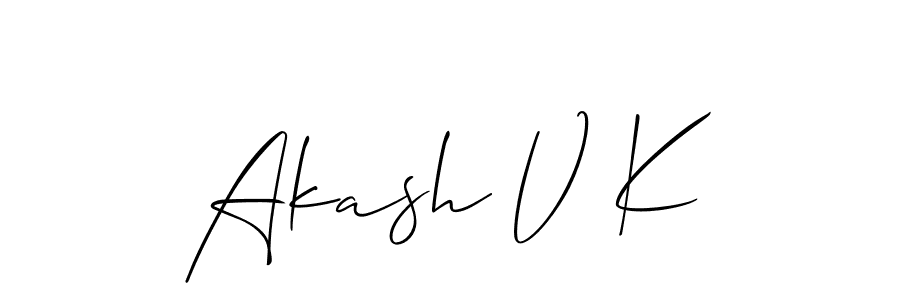 How to make Akash V K name signature. Use Allison_Script style for creating short signs online. This is the latest handwritten sign. Akash V K signature style 2 images and pictures png