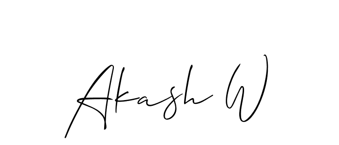 The best way (Allison_Script) to make a short signature is to pick only two or three words in your name. The name Akash W include a total of six letters. For converting this name. Akash W signature style 2 images and pictures png
