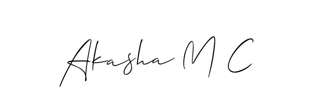if you are searching for the best signature style for your name Akasha M C. so please give up your signature search. here we have designed multiple signature styles  using Allison_Script. Akasha M C signature style 2 images and pictures png