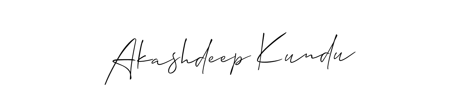 It looks lik you need a new signature style for name Akashdeep Kundu. Design unique handwritten (Allison_Script) signature with our free signature maker in just a few clicks. Akashdeep Kundu signature style 2 images and pictures png