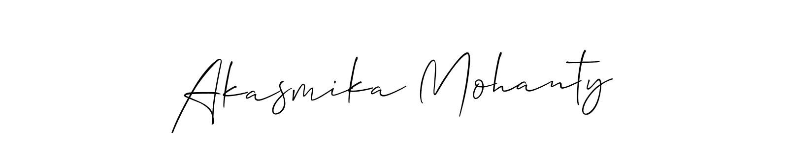The best way (Allison_Script) to make a short signature is to pick only two or three words in your name. The name Akasmika Mohanty include a total of six letters. For converting this name. Akasmika Mohanty signature style 2 images and pictures png