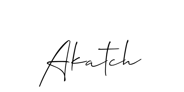 It looks lik you need a new signature style for name Akatch. Design unique handwritten (Allison_Script) signature with our free signature maker in just a few clicks. Akatch signature style 2 images and pictures png