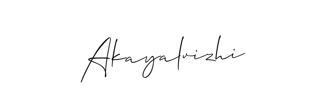 Design your own signature with our free online signature maker. With this signature software, you can create a handwritten (Allison_Script) signature for name Akayalvizhi. Akayalvizhi signature style 2 images and pictures png